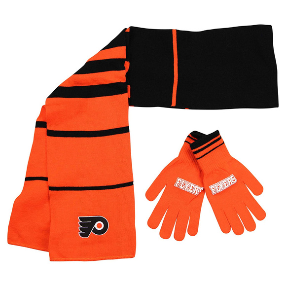 PHILADELPHIA FLYERS KNIT SCARF AND GLOVES SET NFL LICENSED NEW - Picture 1 of 2